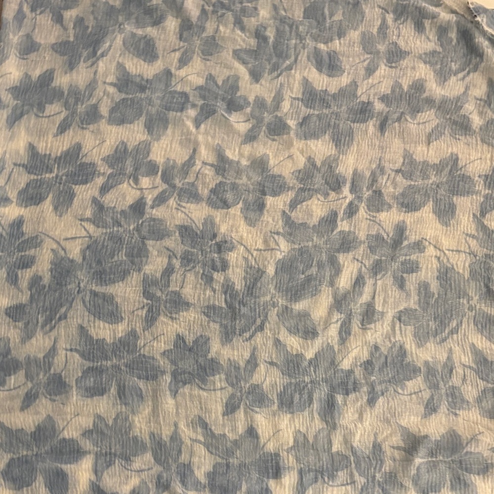 Roffe blue floral  raw edged scarf